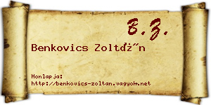 Benkovics Zoltán névjegykártya